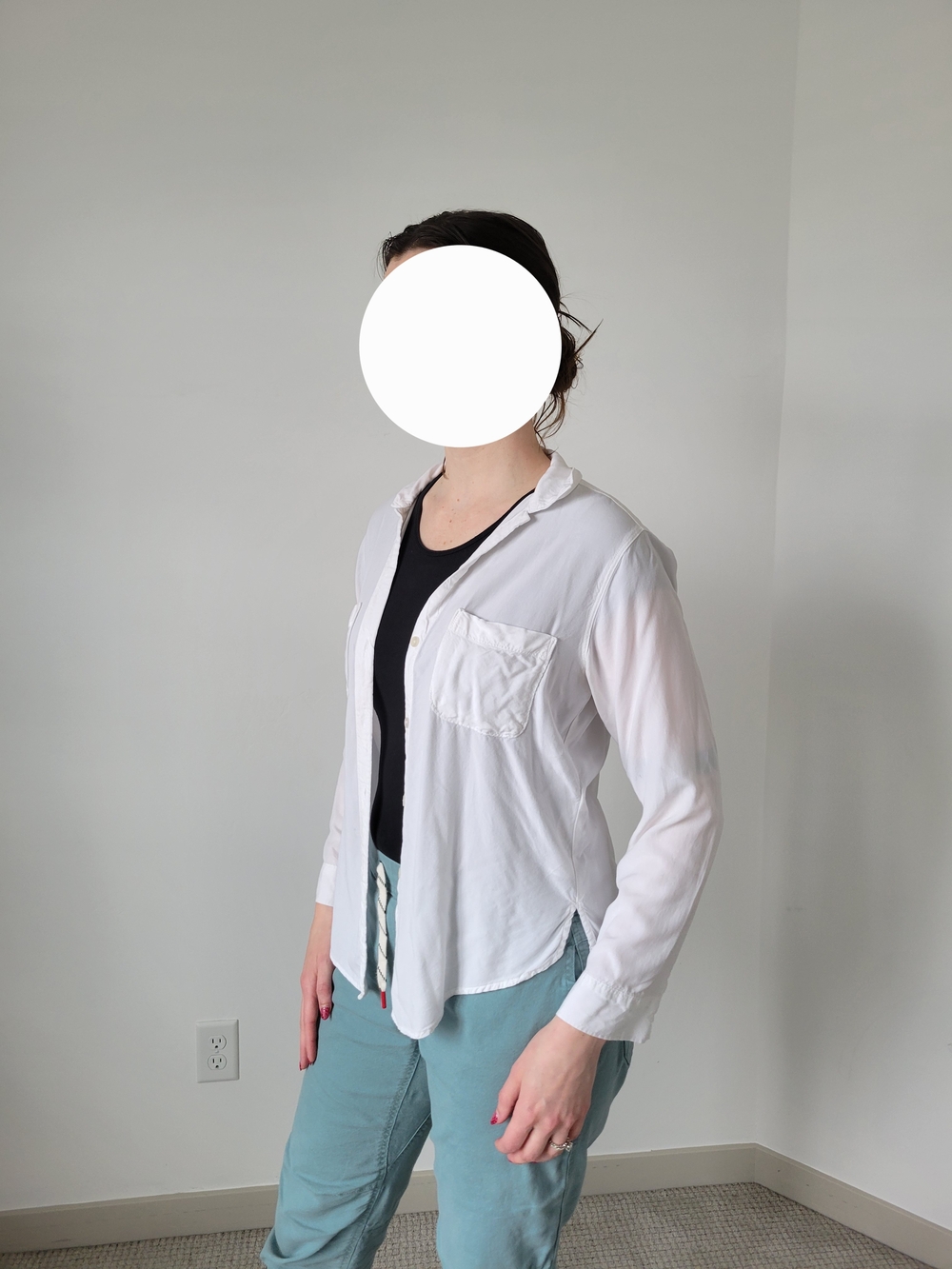 Abercrombie & Fitch White Long-Sleeve Button-Down Shirt